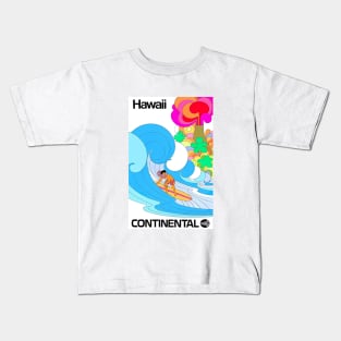 1969 HAWAII Continental Airlines Travel Poster Kids T-Shirt